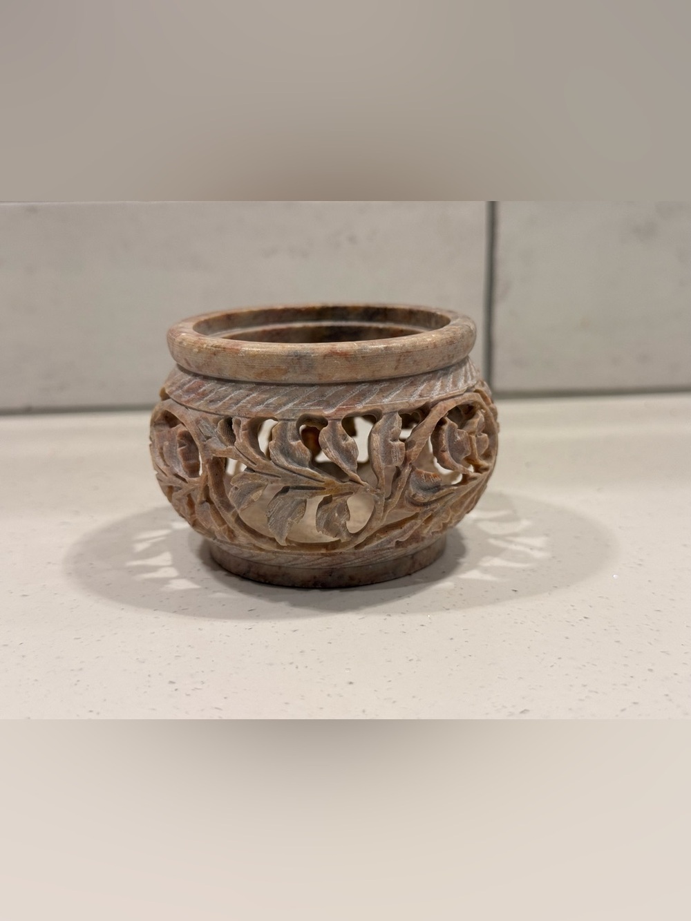 Hand-Carved Decorative Leaf Votive Candle Holder or Catch All Dish - Picture 1 of 6